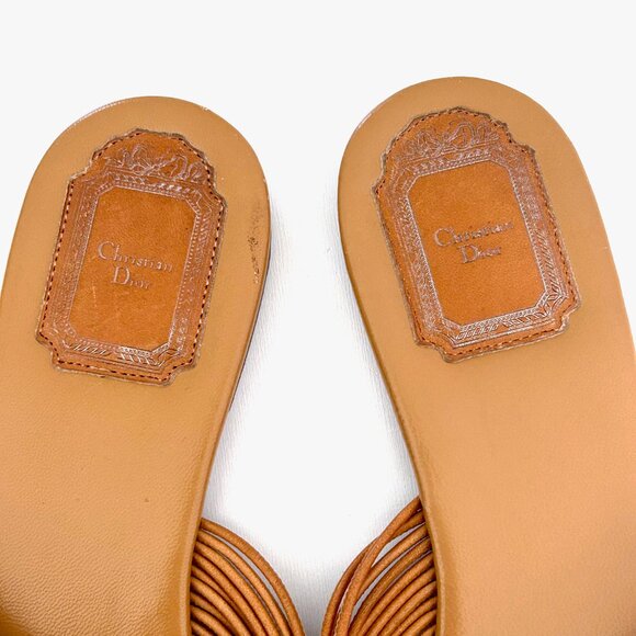 FINAL DROP!  Christian Dior Leather Strappy Neutral Slides - Picture 8 of 8